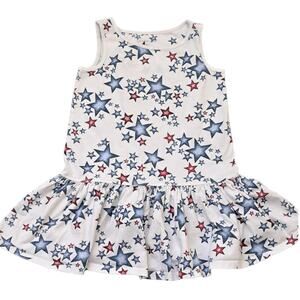 Lands' End Americana Stars Sleeveless Dress Size Small July 4th Festive Sundress
